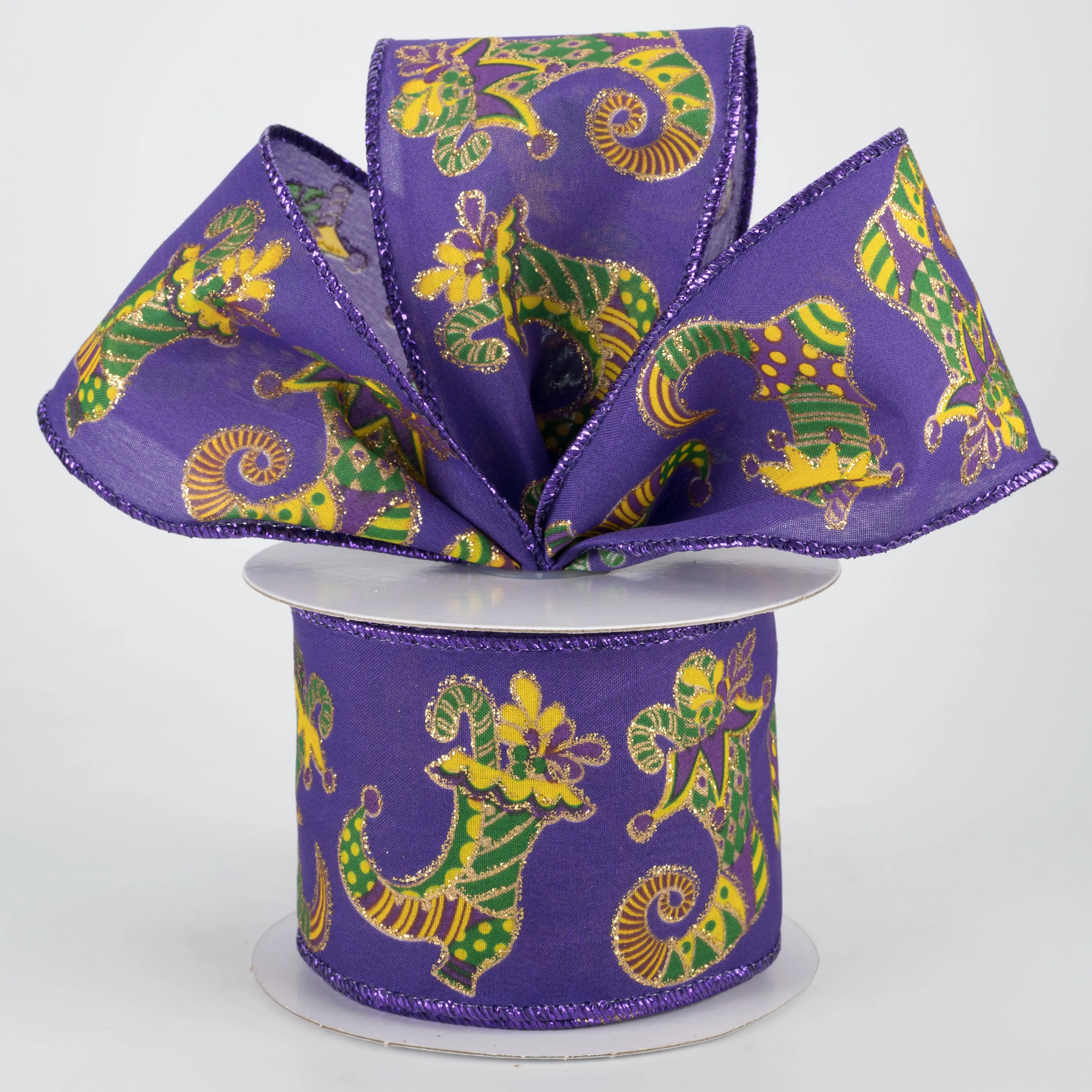 2.5" Mardi Gras Jester Shoe Ribbon (10 Yards)