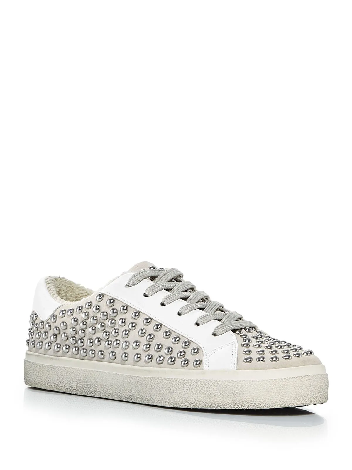 AQUA Womens Beige Studded Comfort Tess Round Toe Platform Slip On Leather Athletic Sneakers Shoes