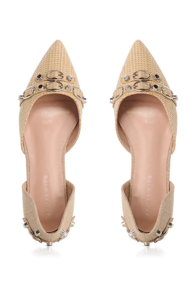AZALEA WANG AELLA TAN WOVEN BALLET FLAT