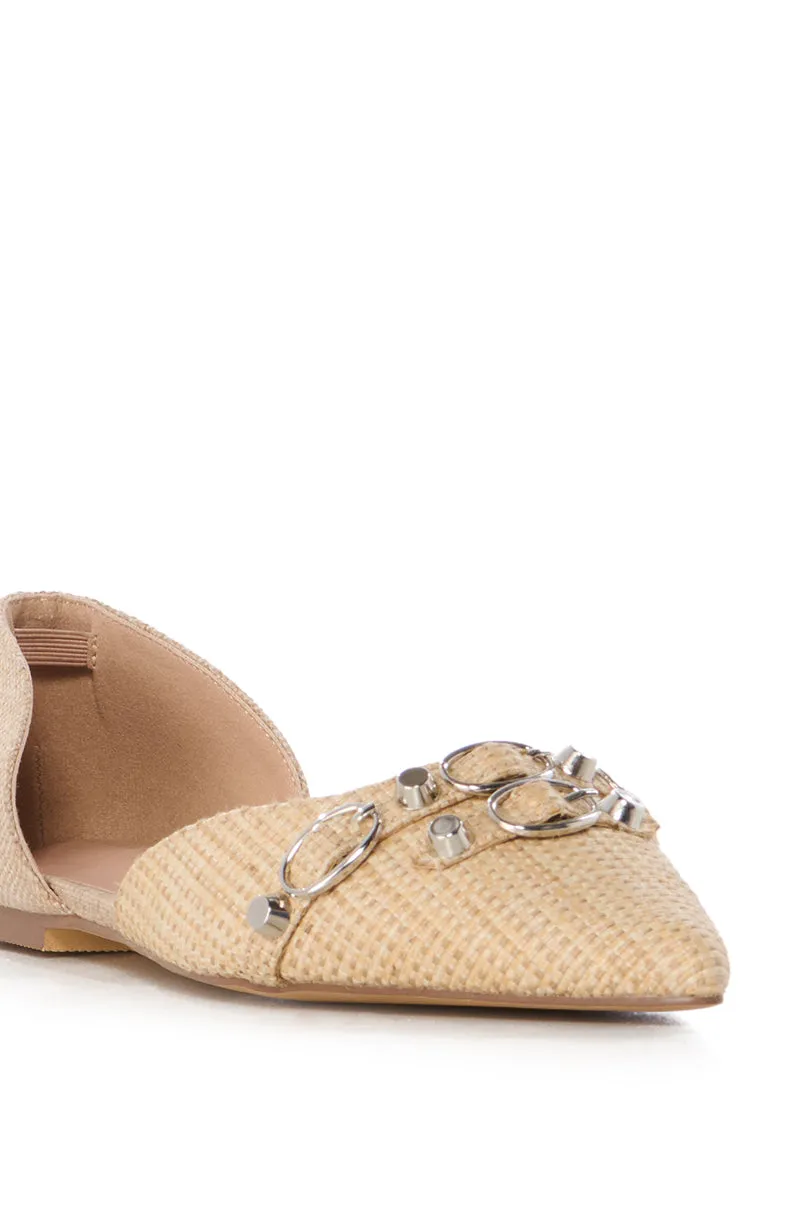 AZALEA WANG AELLA TAN WOVEN BALLET FLAT