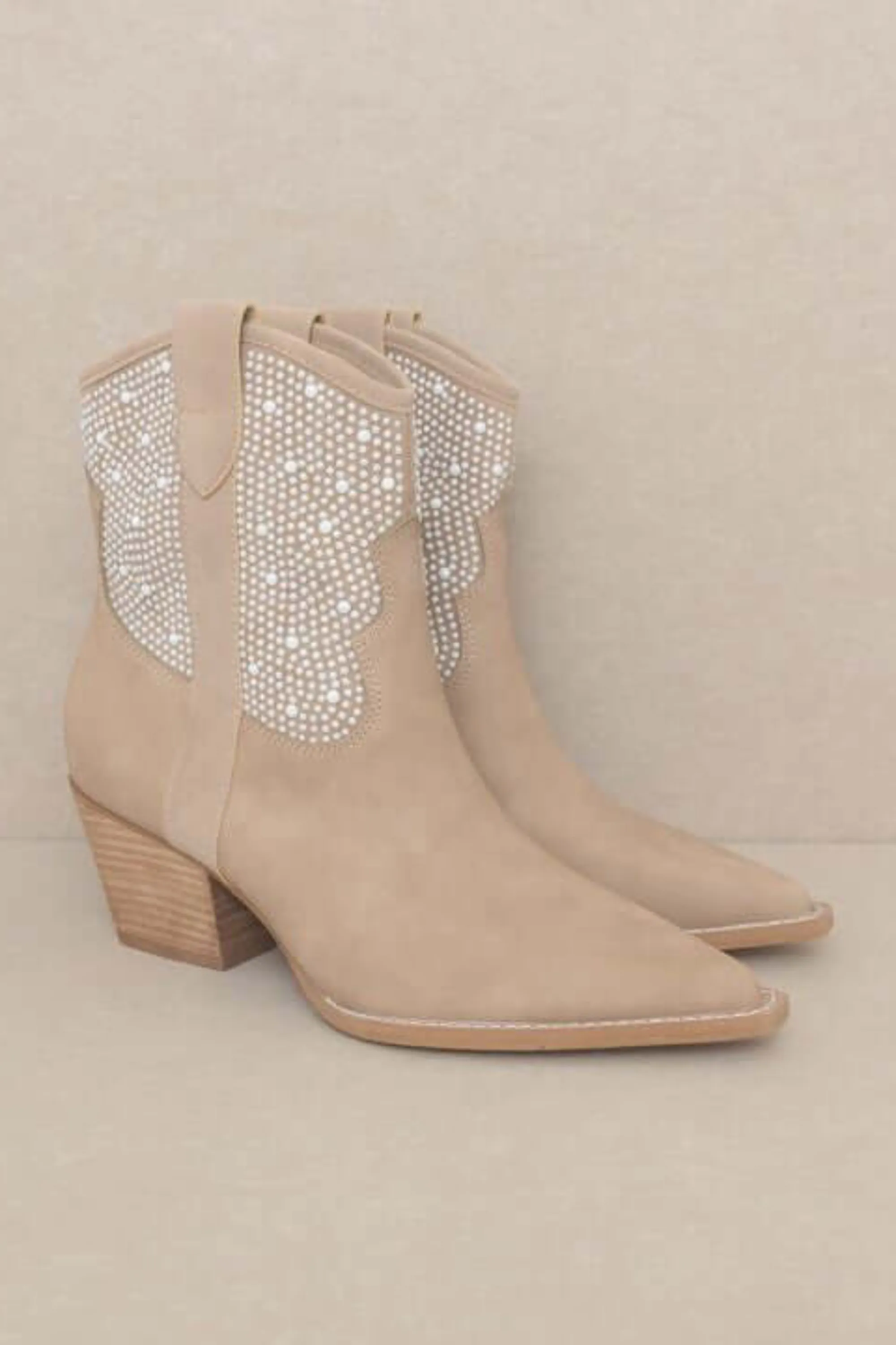 Cannes Pearl Studded Western Boots