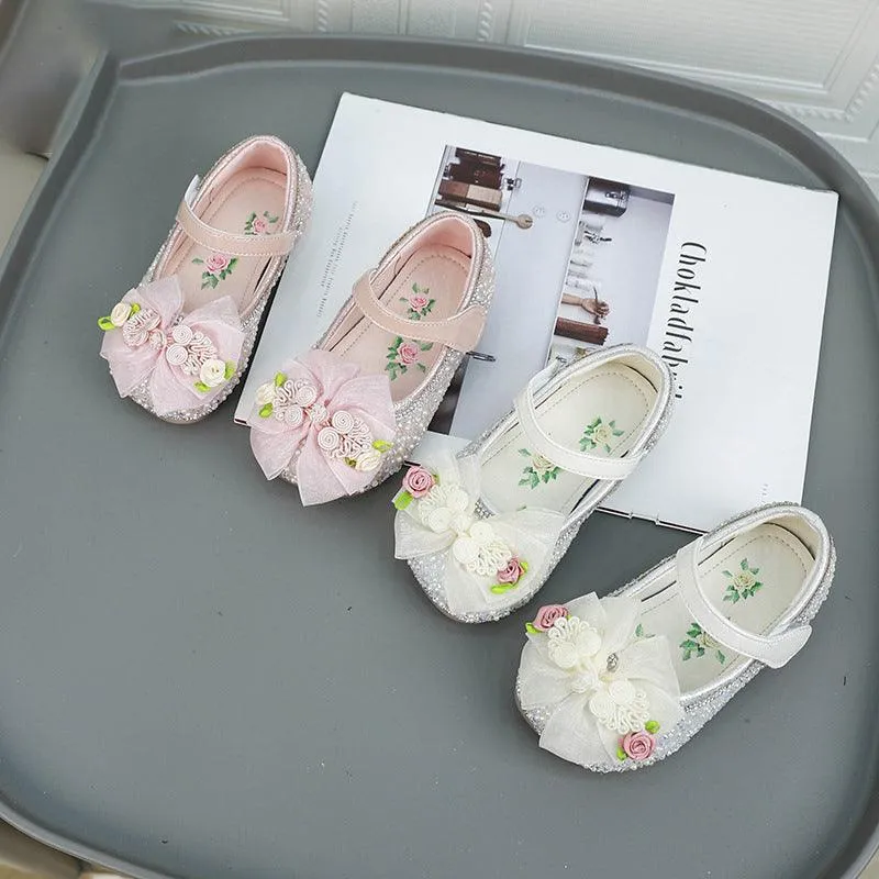 Cute Floral Girls' Shoes Dreamy Glitter Girls' Shoes Exquisite Handmade Floral Shoes