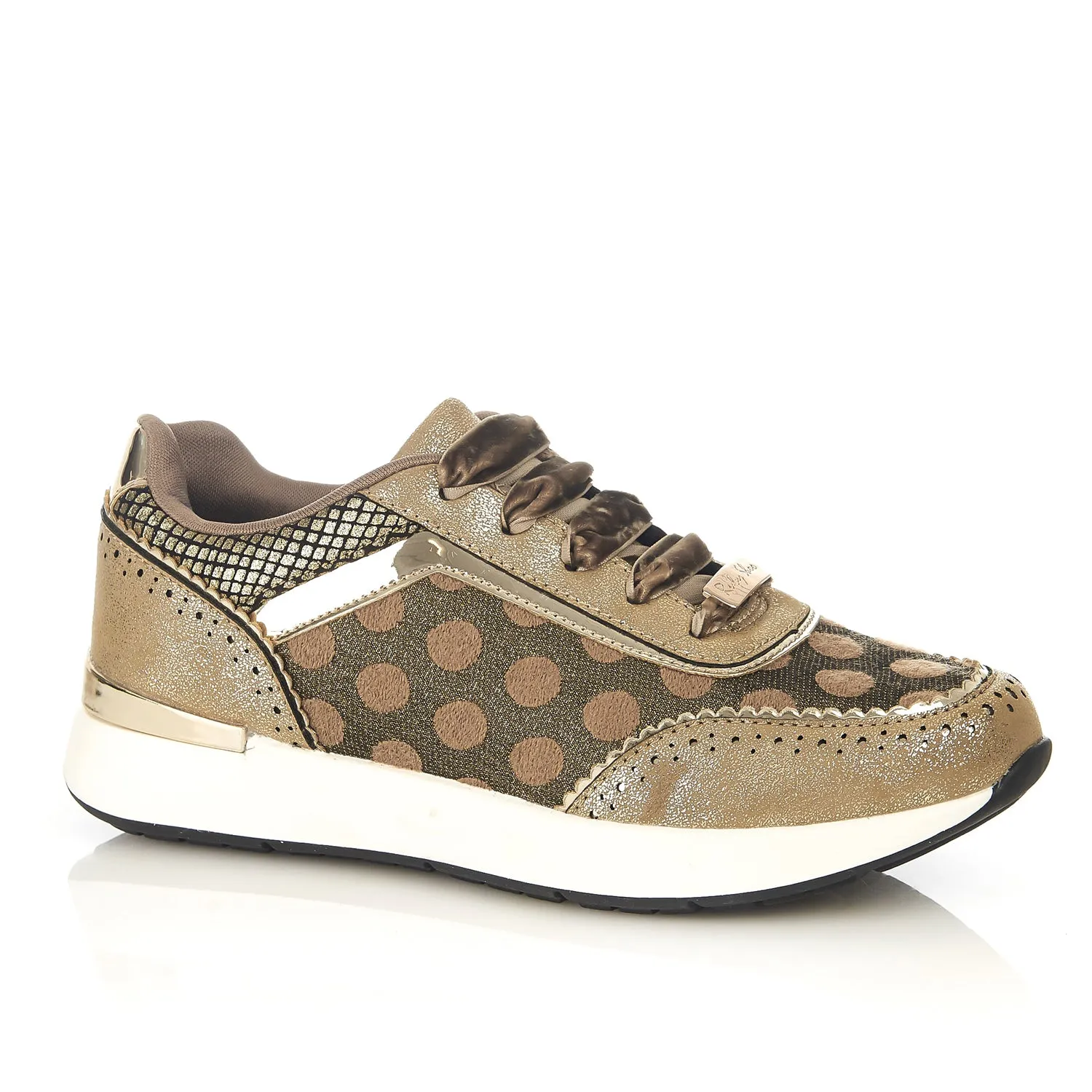 Darcy Gold Spotty Trainers by Ruby Shoo