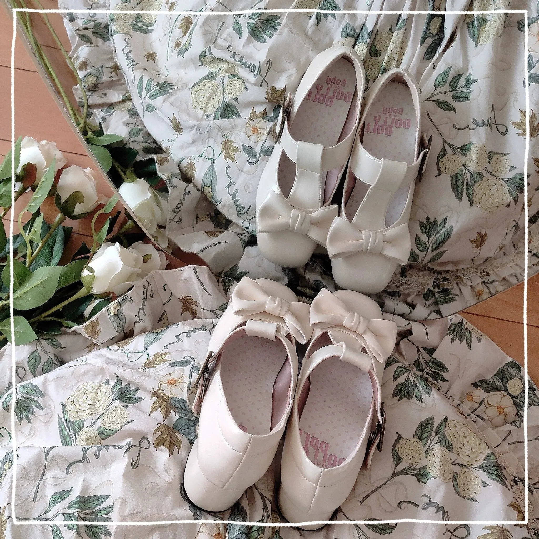 Dolly Doll~Sweet Lolita Heel Shoes Square Toe T-Strap Chunky Heel Shoes