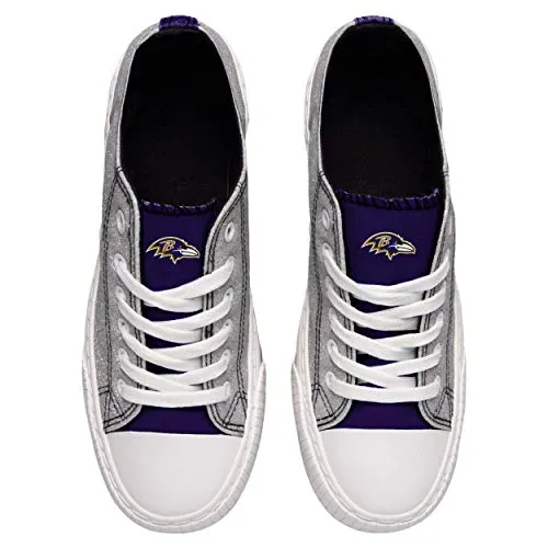 FOCO Baltimore Ravens NFL Womens Glitter Low Top Canvas Shoes - 8