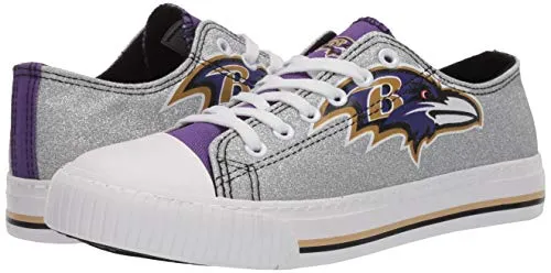 FOCO Baltimore Ravens NFL Womens Glitter Low Top Canvas Shoes - 8