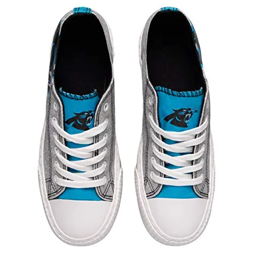 FOCO Carolina Panthers NFL Womens Glitter Low Top Canvas Shoes - 7