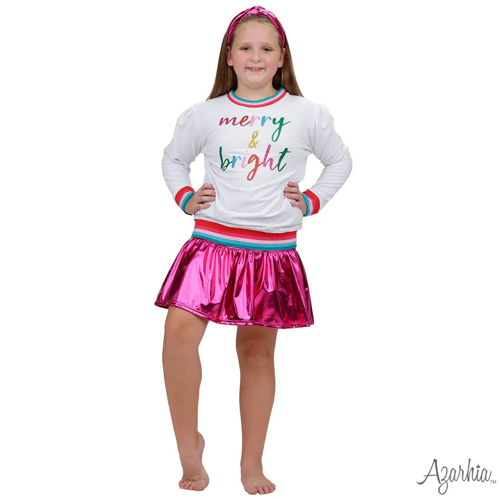 Holly White sweatshirt Glitter Merry & Bright