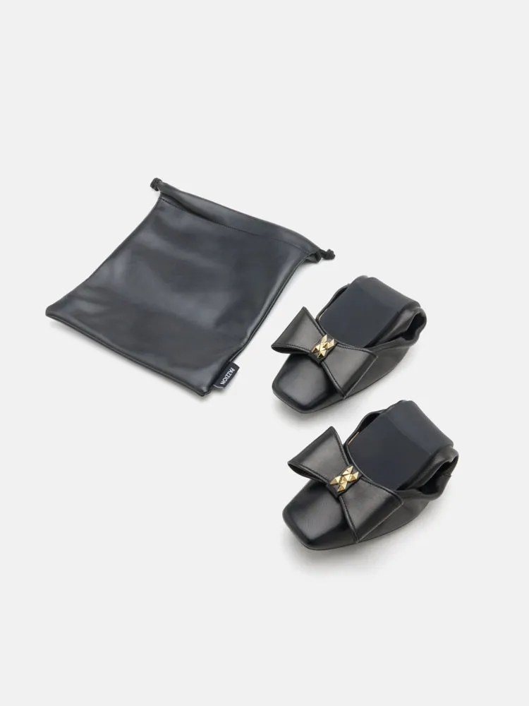 Madeline Studded Bow Foldable Flats
