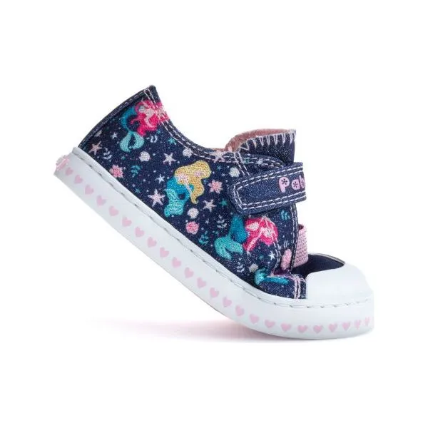 Pablosky Girls Shoe 975620 Canvas Navy Glitter