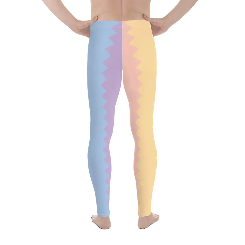 Pastel Rainbow Pattern Men's Leggings, Pastel Best Designer Men's Compression Sports Tights - Made in USA/EU/MX