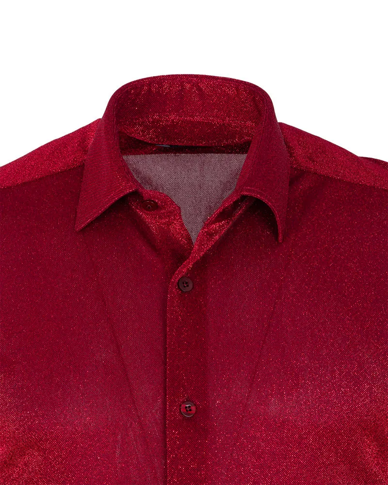 Red Sparkle Studded Glitter Shirt
