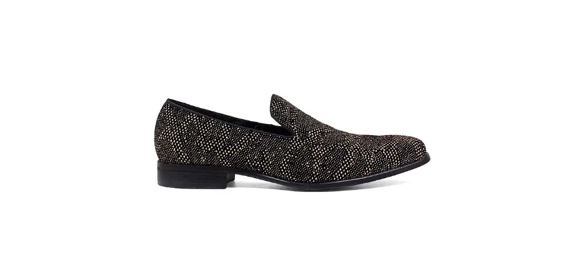 Swank Glitter Dot Slip On Black/Gold Stacy Adams