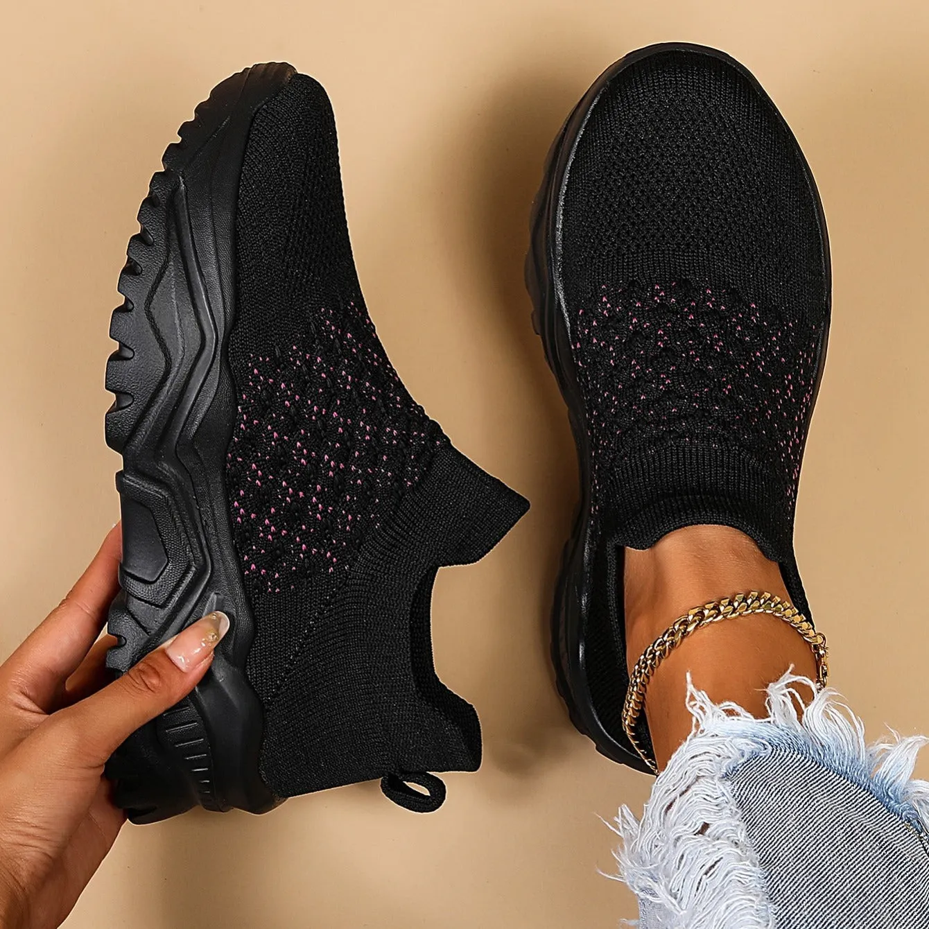 Women's Breathable Mesh Sock Shoes Knit Soft Bottom Sports Running Shoes