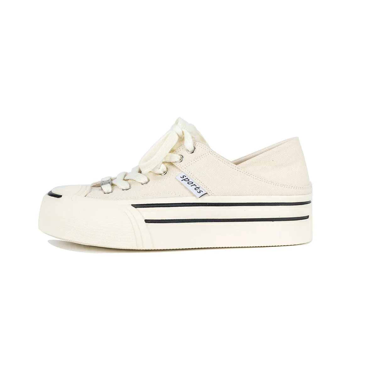 xakxx Classic round Toe Jack Purcell Thick-Soled Canvas Shoes for Women 24 New Summer Sports Casual Two-Way Wear Small Silver White Shoes for Women